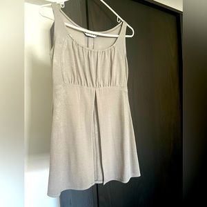 Tank top with front slit, grey metallic. Fits like small.